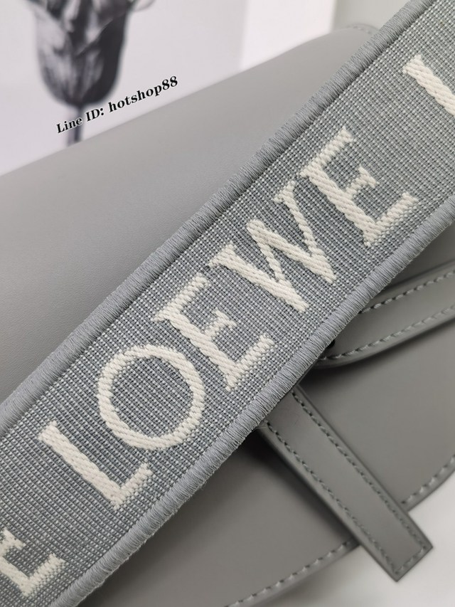 Loewe羅意威迷你珍珠灰色升級版字母寛肩帶馬鞍包MiniGateDual手袋 lyw1554